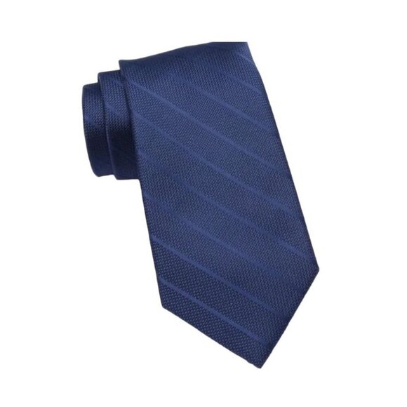 Michael Kors Mens Navy Blue Quincy Solid Tonal Striped Classic Woven Tie New - Picture 1 of 7